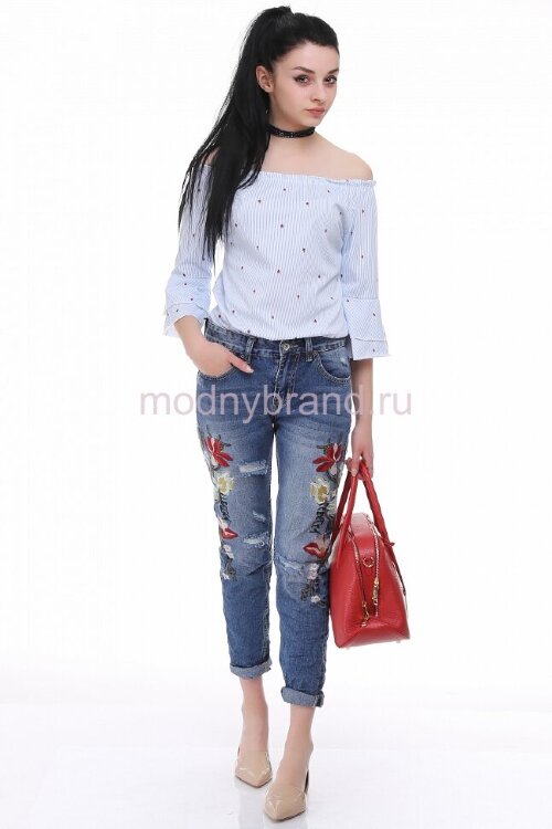 Женские джинсы с вышивкой Pronto Moda 3D674.jpeg