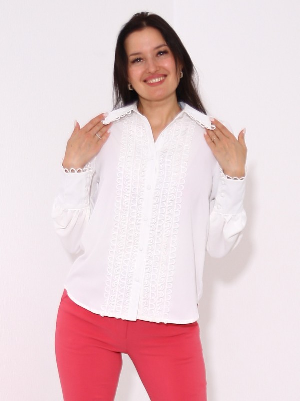 Блуза офисная с длинным рукавом белая